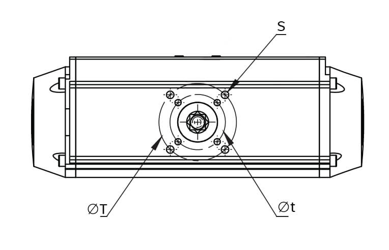 Rysunek techniczny napędu z przyłączami
